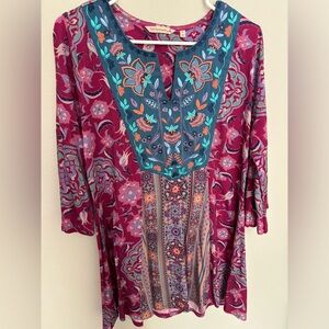 NWOT Soft Surroundings embroidered top